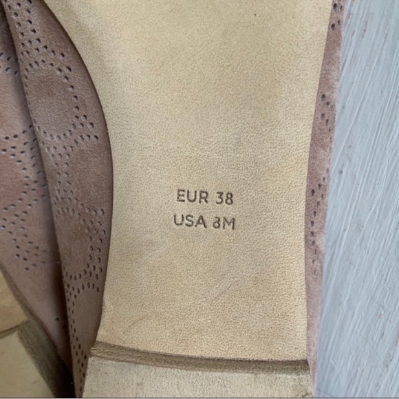 Diane Von Furstenberg Corolla Suede Laser Cut Round Toe Ballet Flat In Tan Sz 38 - Picture 9 of 11